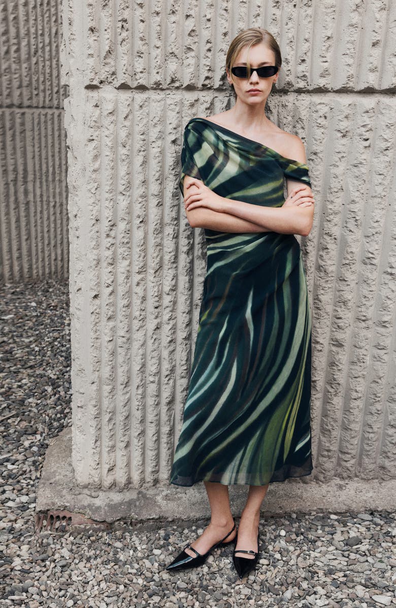 MANGO Abstract Print Asymmetric Dress, Alternate, color,