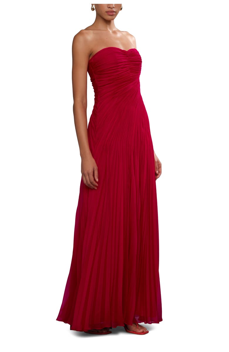 AMUR Elea asymmetrical pleated gown, Alternate, color, Solstice Red