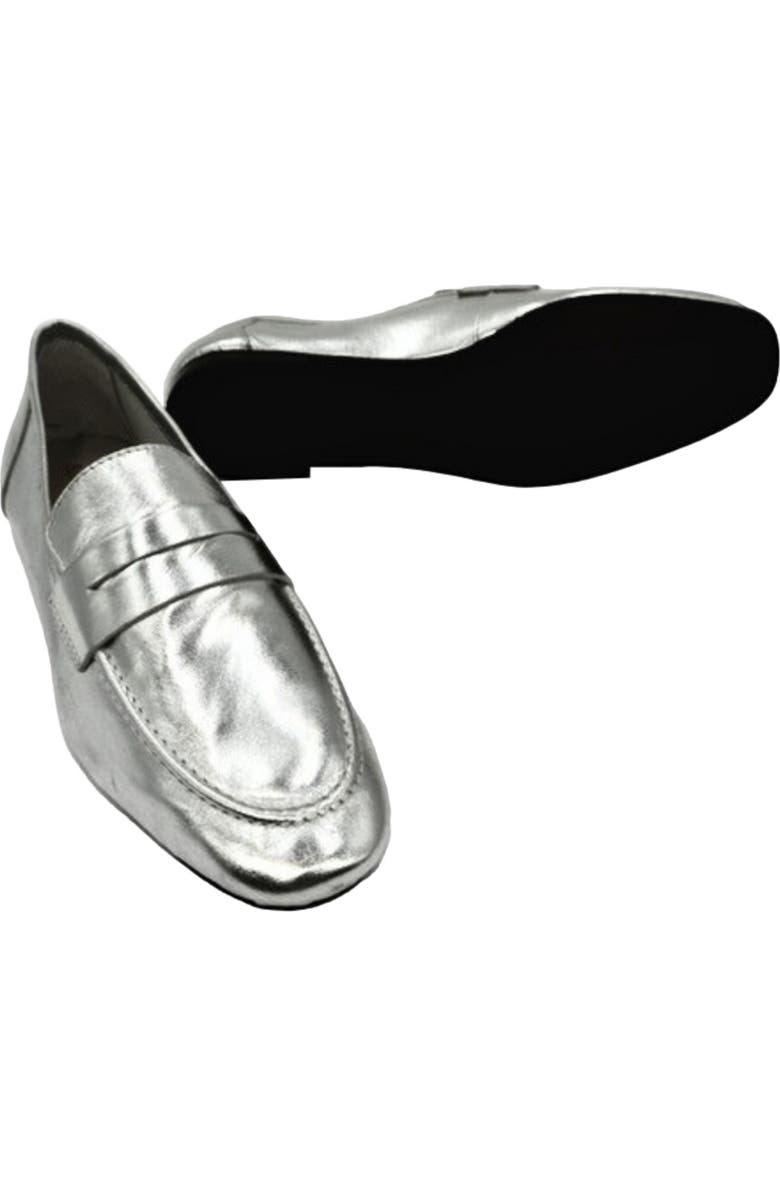 Amie Rafa Tennis Leather Loafers, Alternate, color, Silver