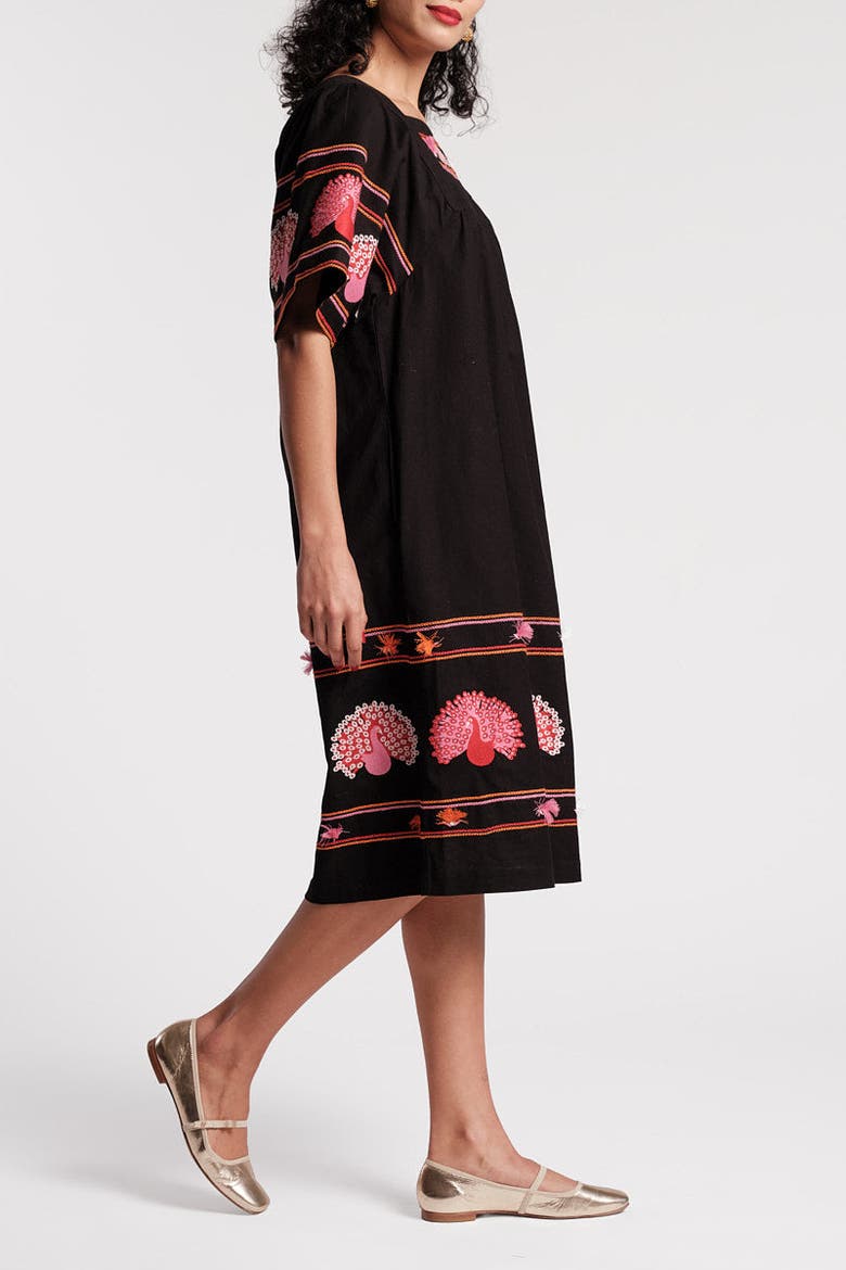 Picnic Peacock Dress, Alternate, color, Black/Multi