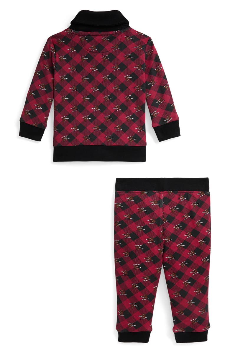 Ralph Lauren Skate Check Cotton Top & Pants Set, Alternate, color, Red Multi