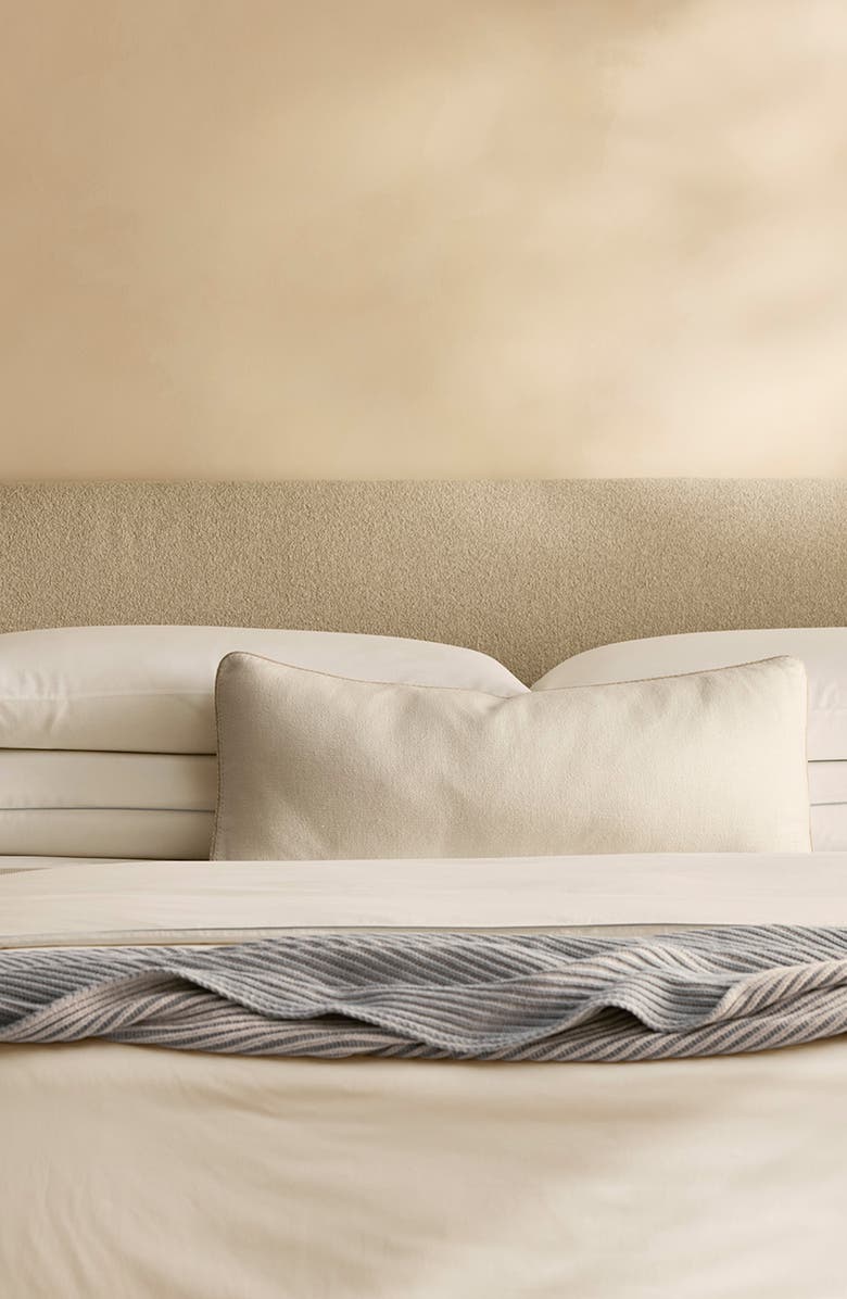 Boll & Branch Threadmark Accent Pillow Cover, Alternate, color, Soft White/ Melange Natural