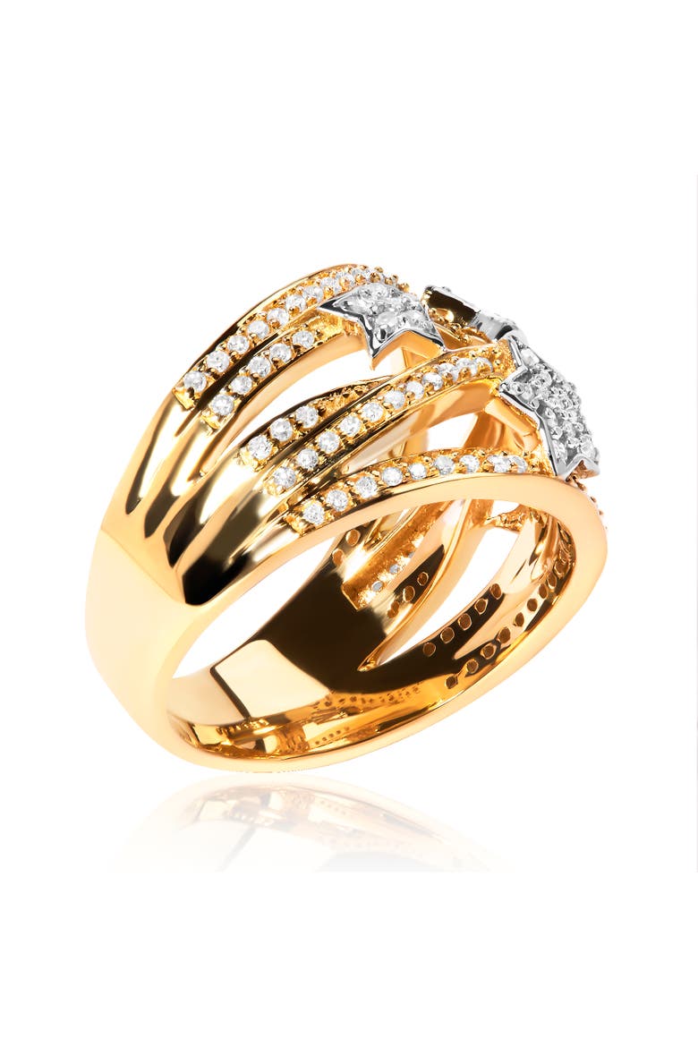 18K Yellow Gold Plated Silver 3/4 Cttw Diamond Star and Galaxy Ring Band, Alternate, color, Yellow Gold over Silver