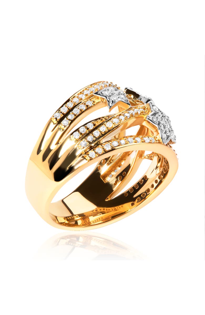 Haus of Brilliance 18K Yellow Gold Plated Silver 3/4 Cttw Diamond Star and Galaxy Ring Band, Alternate, color, Yellow Gold Over Silver