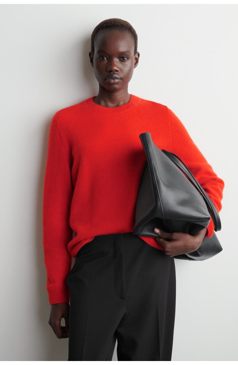 COS Cashmere Crew-Neck Sweater, Main, color, Orange