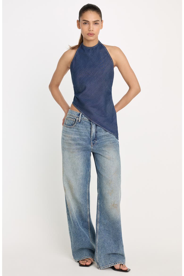 Asymmetric Hem Halter Top, Alternate, color, INDIGO1187