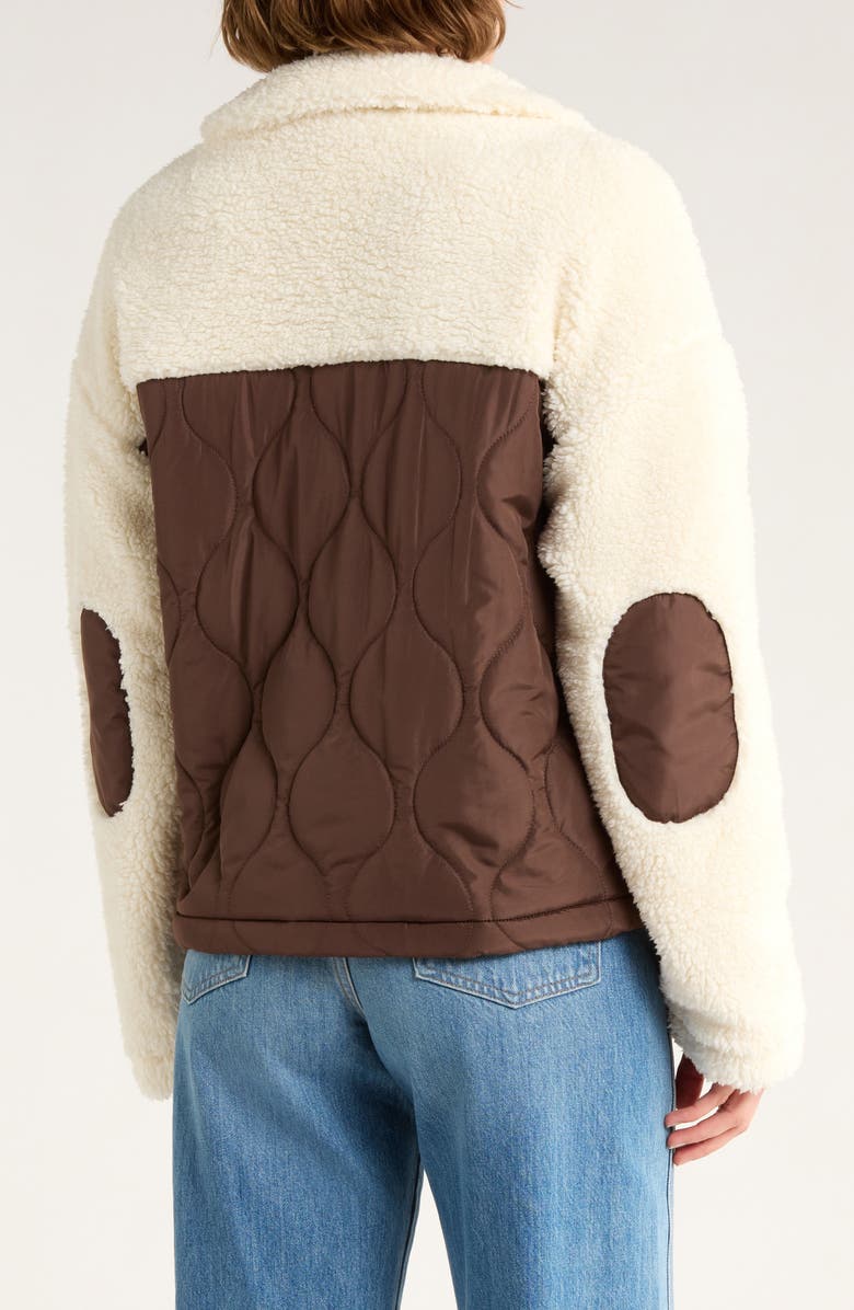 Thread & Supply Mixed Media Fleece & Quilted Panel Zip Jacket, Alternate, color, Chocolate Milk