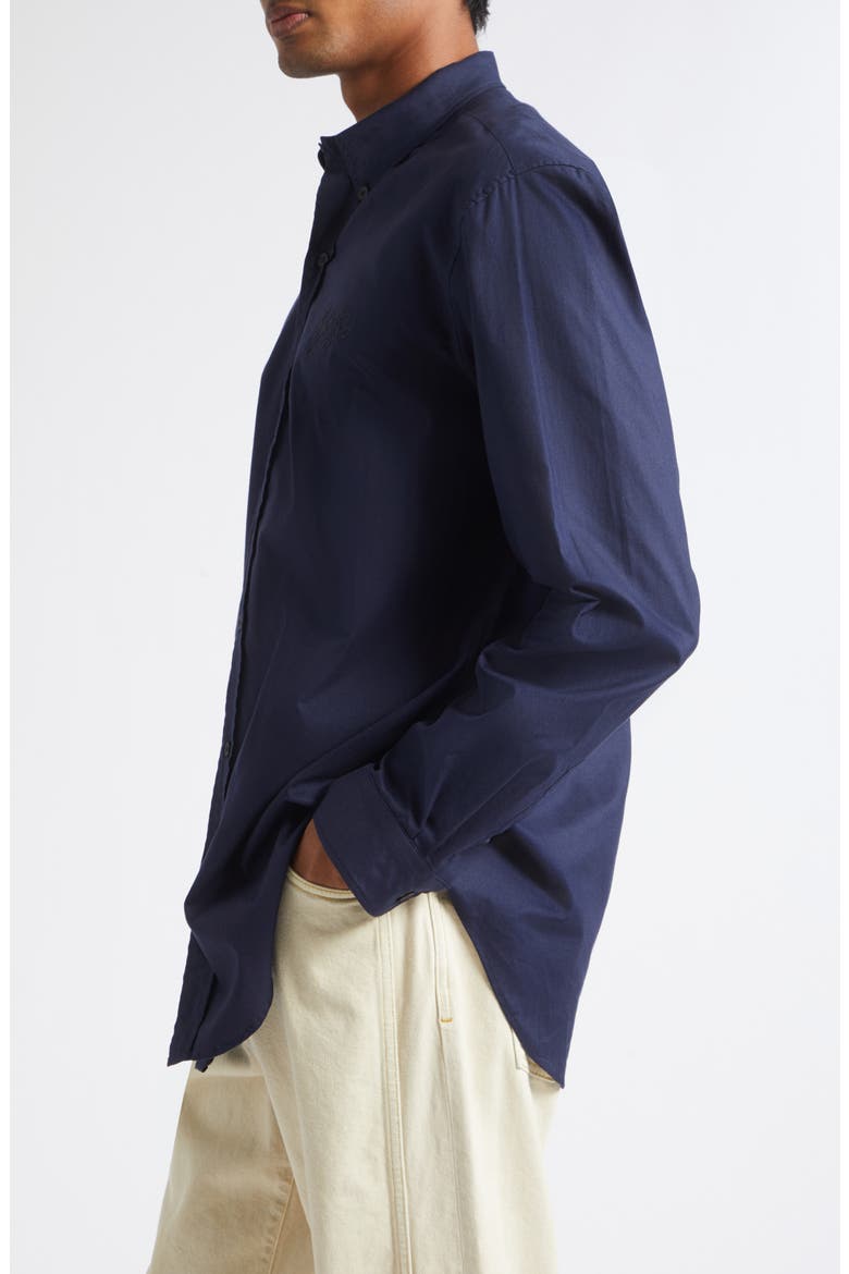 Cotton Jacquard Button-Up Shirt, Alternate, color, 6UB MARINE