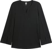 Anne Klein Embellished Notch Neck Split Sleeve Tunic