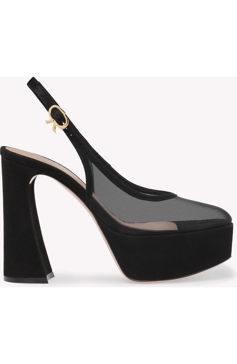 Gianvito Rossi Chopine Slingback, Main, color, Black Suede And Plexi
