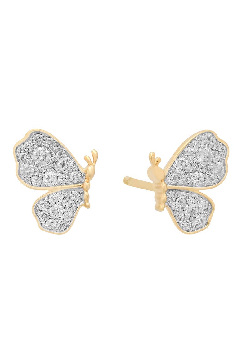18k Gold Diamond Butterfly Stud Earrings, Main, color, 18K YELLOW GOLD
