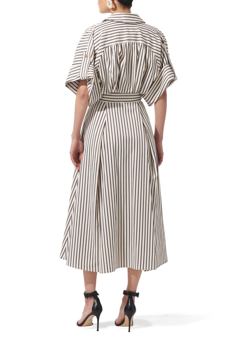 striped off the shoulder shirt dress Caia Off Shoulder Long Sleeve Jersey Mini Dress | Chocolate Stripe | Womens