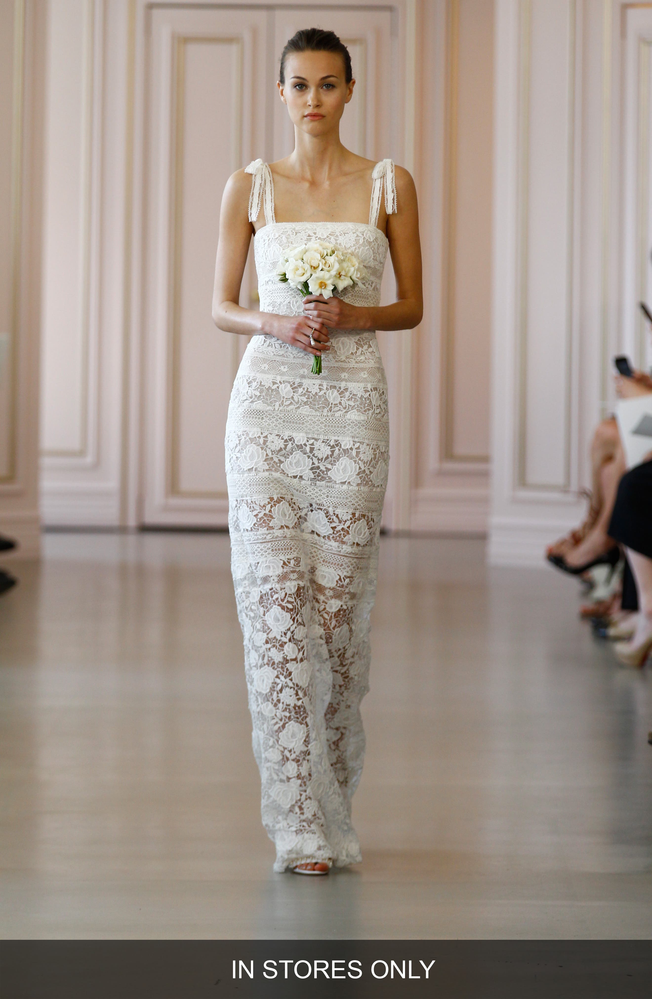 Oscar de la Renta Ellie Macramé & Lace Shoulder Tie Column Gown (Women ...