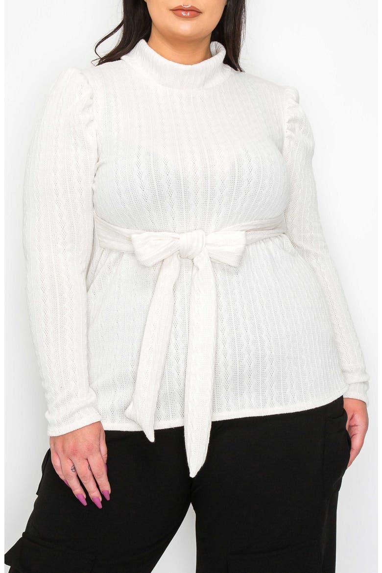 Catriona Waist Tie Mock Neck Sweater, Main, color, IVORY