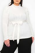 L I V D Catriona Waist Tie Mock Neck Sweater