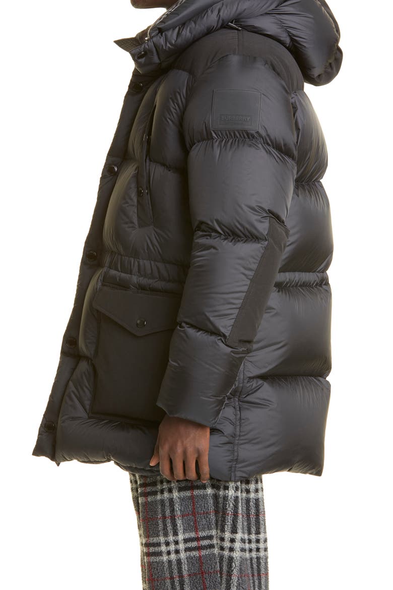 Lindford Check Lining Down Puffer Jacket, Alternate, color, BLACK