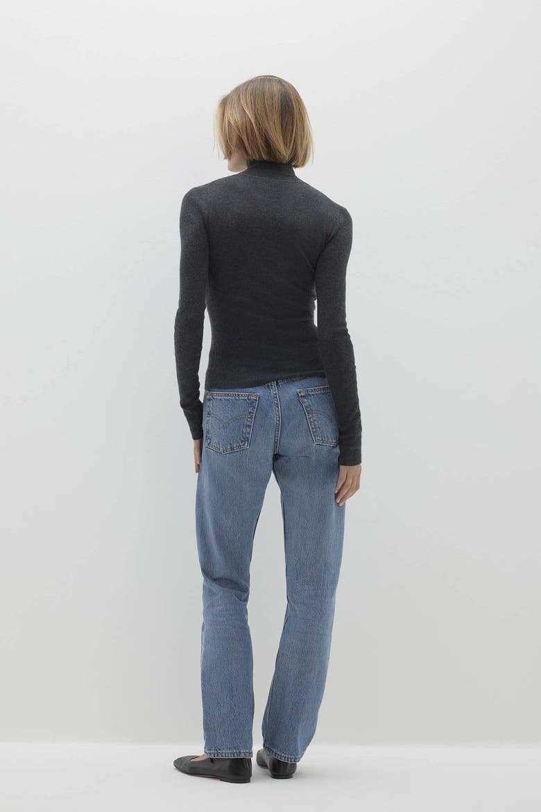 Rumer Fitted Cashmere Turtleneck, Alternate, color, Charcoal