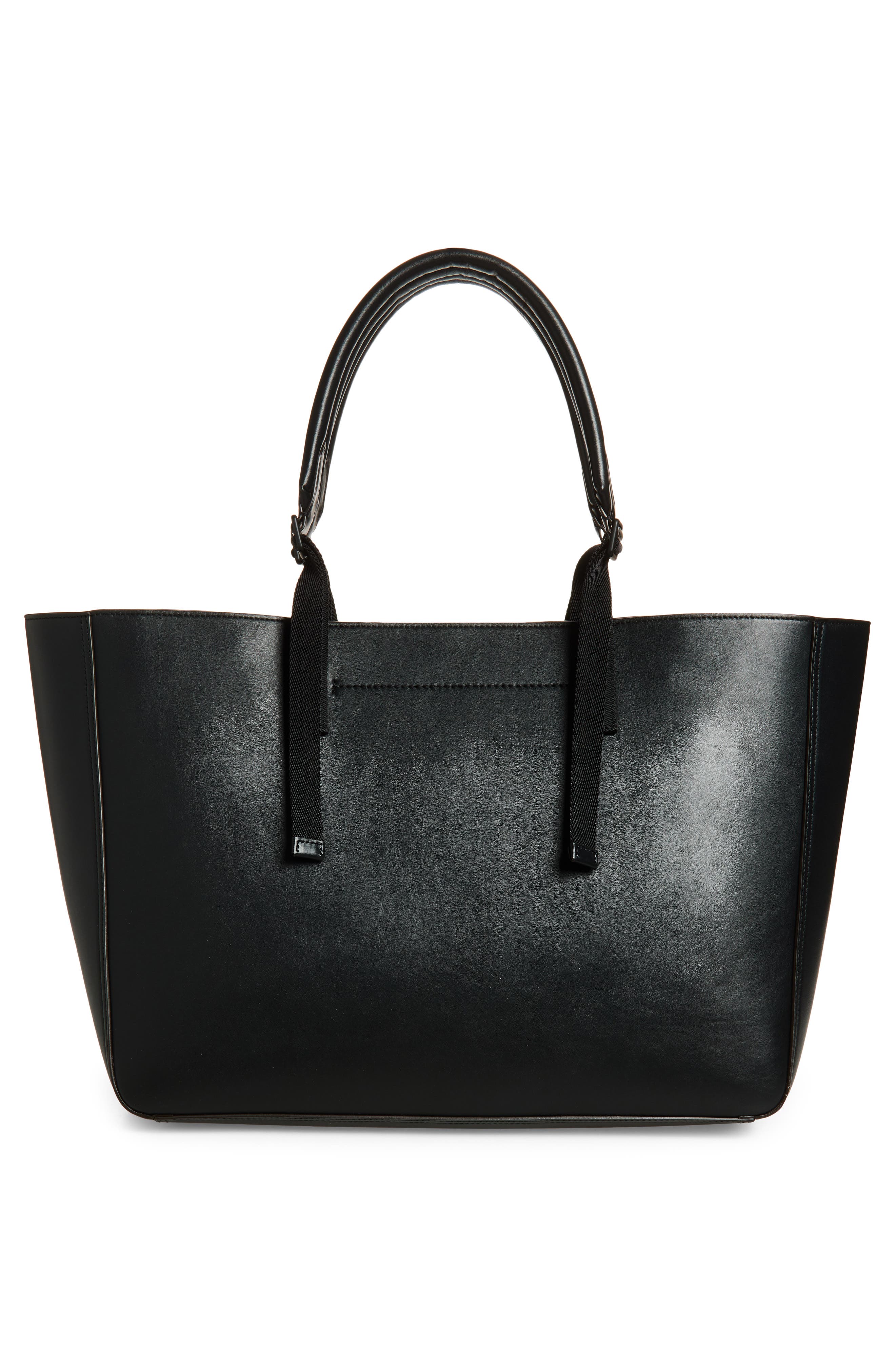 Moncler Carlo Leather Tote, Alternate, color, Black