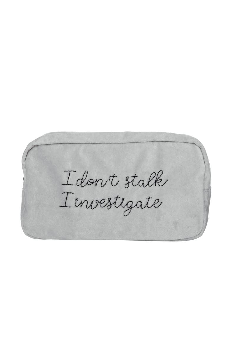 Totalee Gift I Investigate Large Velvet Bag Polyester Grey, Main, color, Grey
