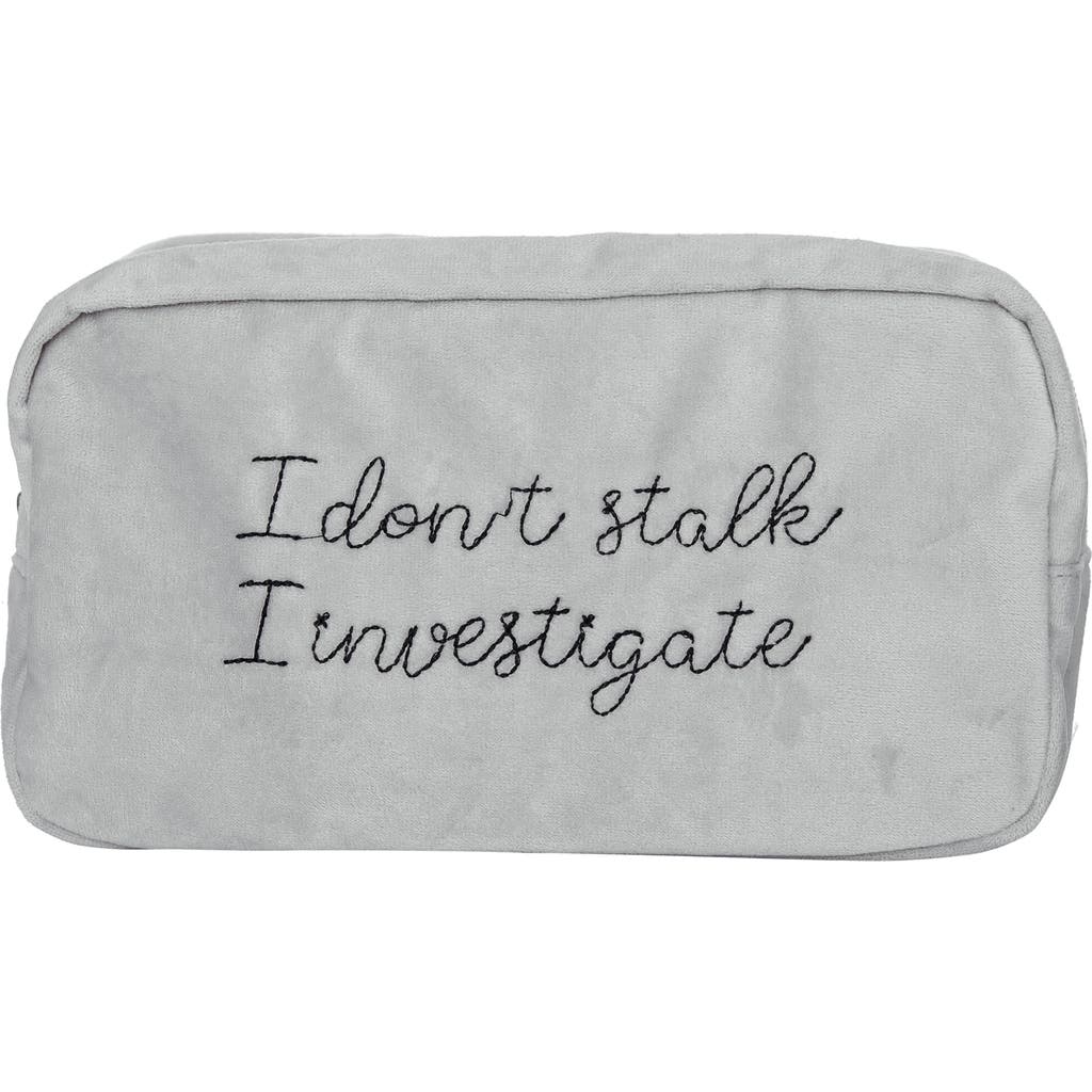 Totalee Gift I Investigate Large Velvet Bag Polyester Grey In Gray
