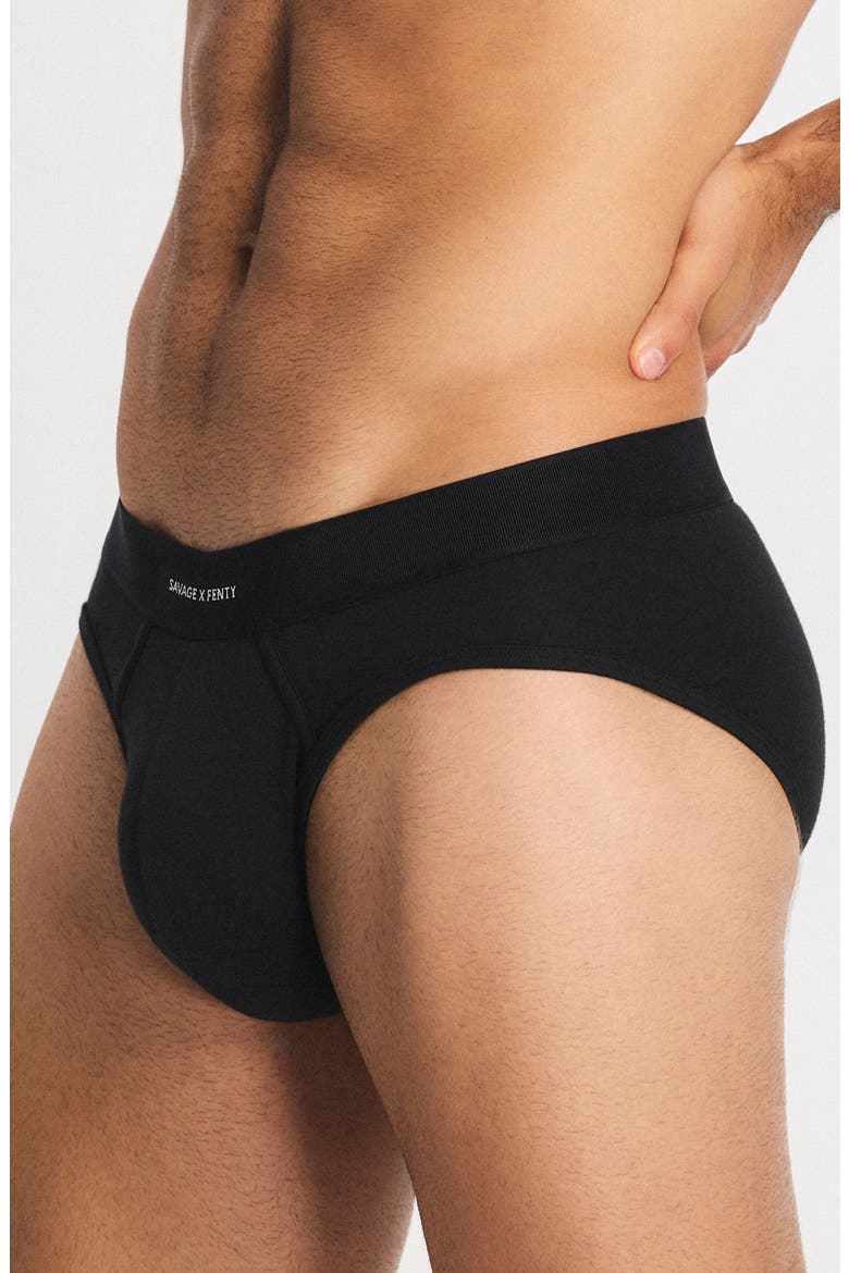 Savage X Cotton Blend Briefs, Alternate, color, BLACK CAVIAR