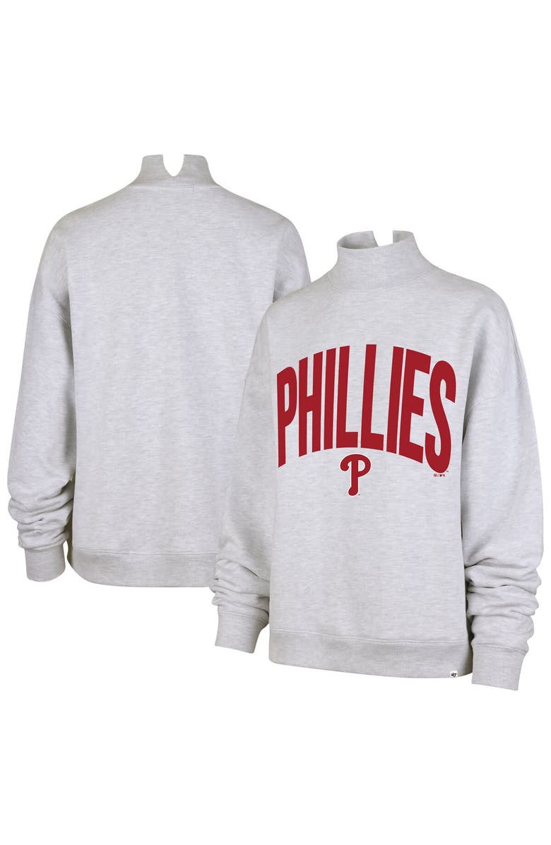 '47 Women's '47 Heather Gray Philadelphia Phillies Subtle Muse Mock Neck Sweatshirt, Alternate, color, Heather Gray