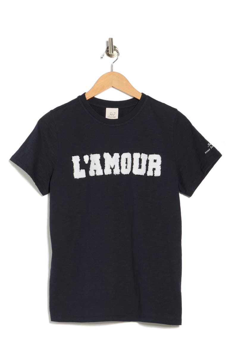Cinq à Sept Terry L'Amour Shrunken T-Shirt, Alternate, color, Navy/ White