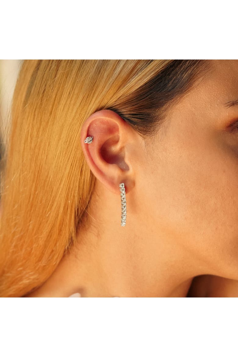 Sterling Silver Long Tennis Earring - Pair, Alternate, color, Silver