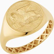 Oradina 14K Yellow Gold Flying Lion Signet Ring