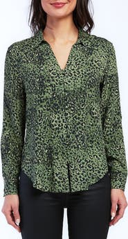 VELVET HEART Eleni Leopard Print Button-Up Shirt
