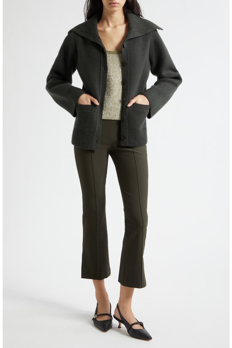 Double Face Wool Blend Turtleneck Cardigan, Alternate, color, DARK THYME