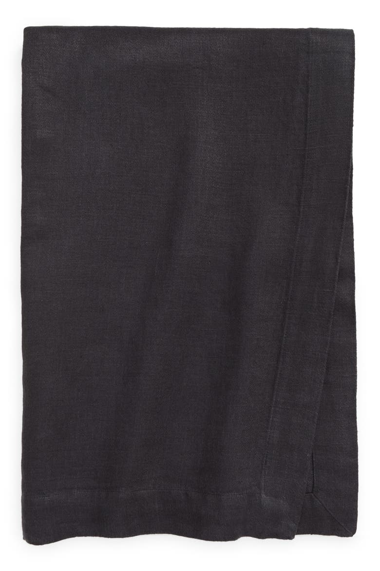Linen Tablecloth, Main, color, BLACK