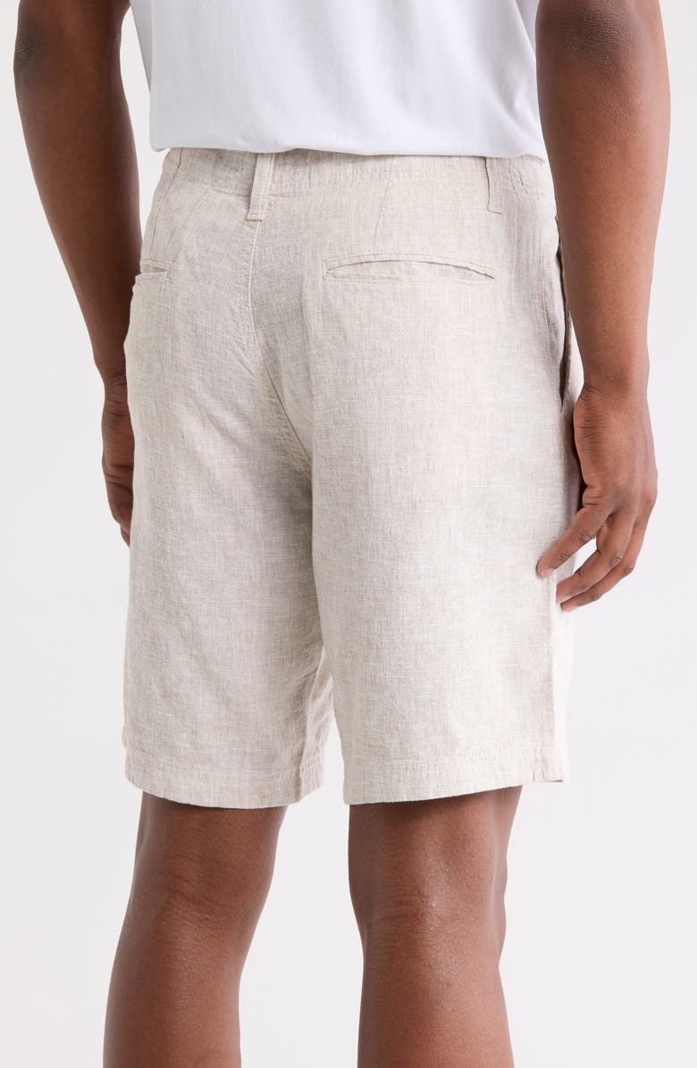 14th & Union Linen Blend Trim Fit Shorts, Alternate, color, Tan Burrow- White Eoe