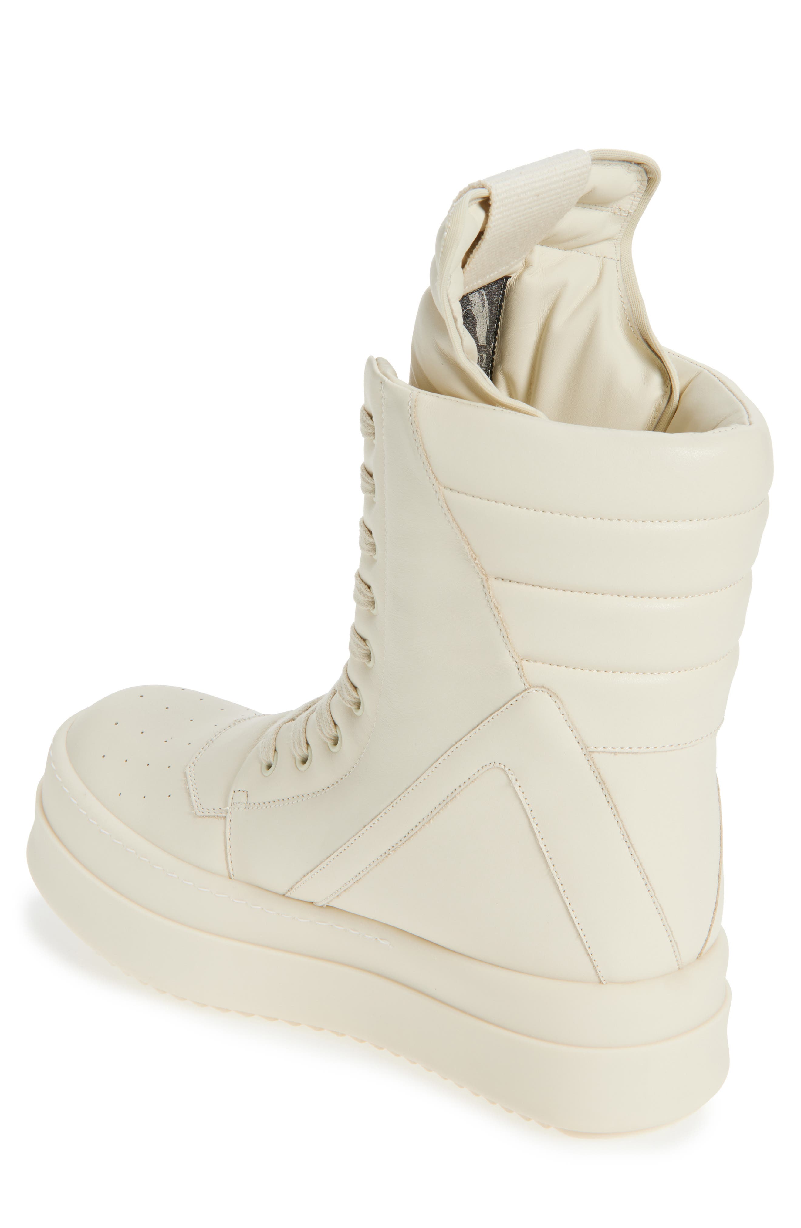 Rick Owens Mega Geobasket High Top Sneaker, Alternate, color, Milk/ Milk/ Milk