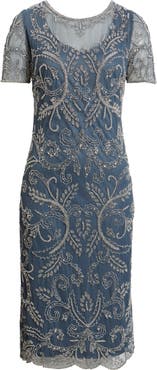 Pisarro Nights Embellished Illusion Neck Cocktail Dress