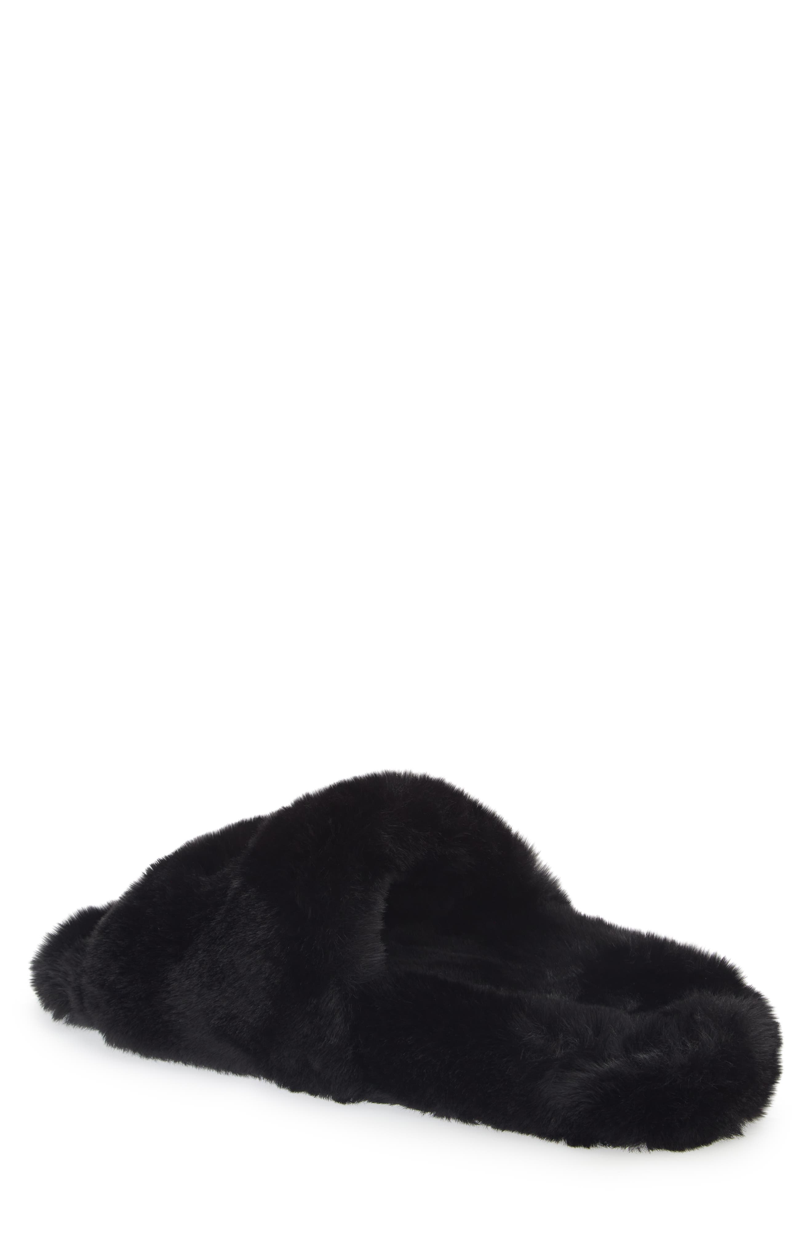 Balenciaga Furry Faux Shearling Slide Sandal, Alternate, color, 