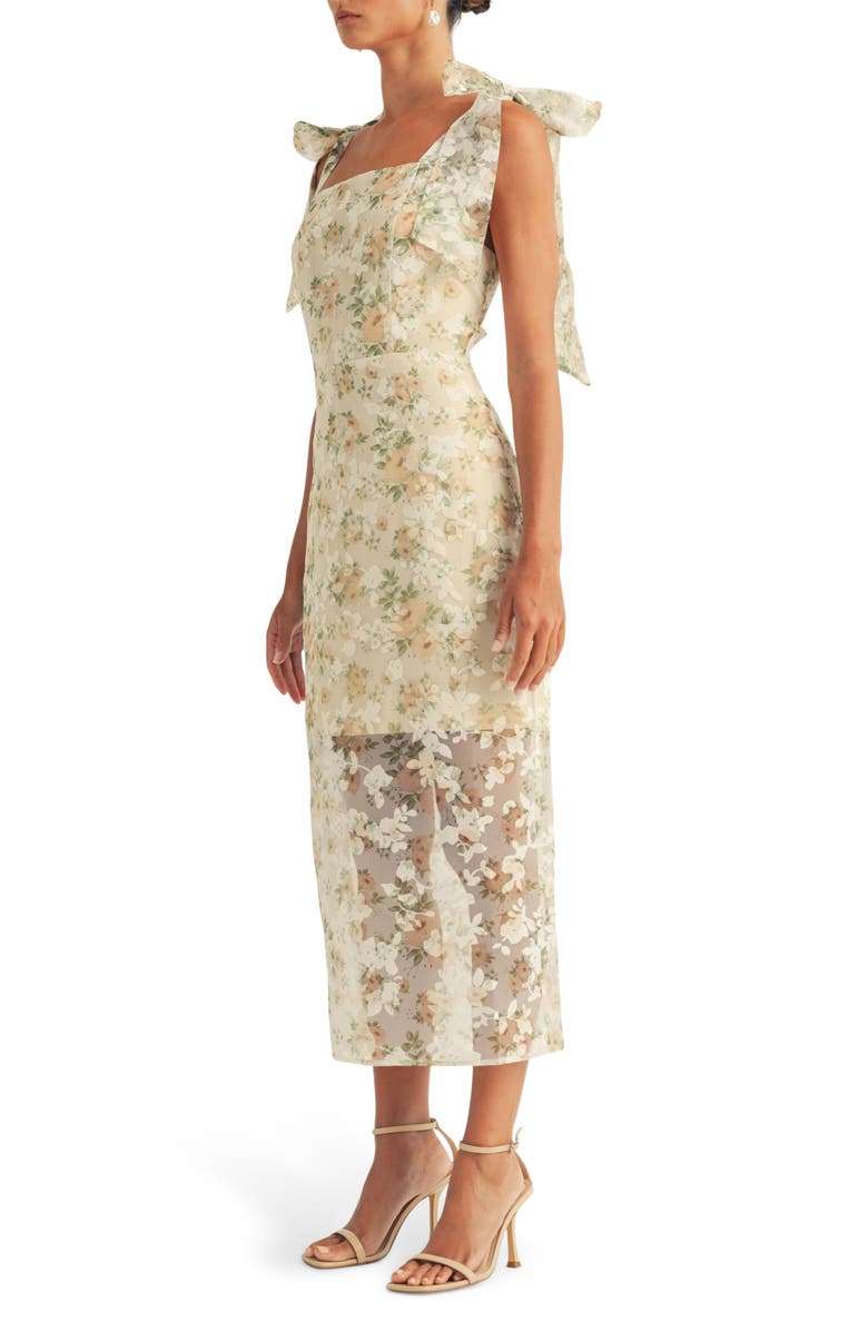 Arose Studio Carinne Floral Organza Midi Dress, Alternate, color, Sage Floral