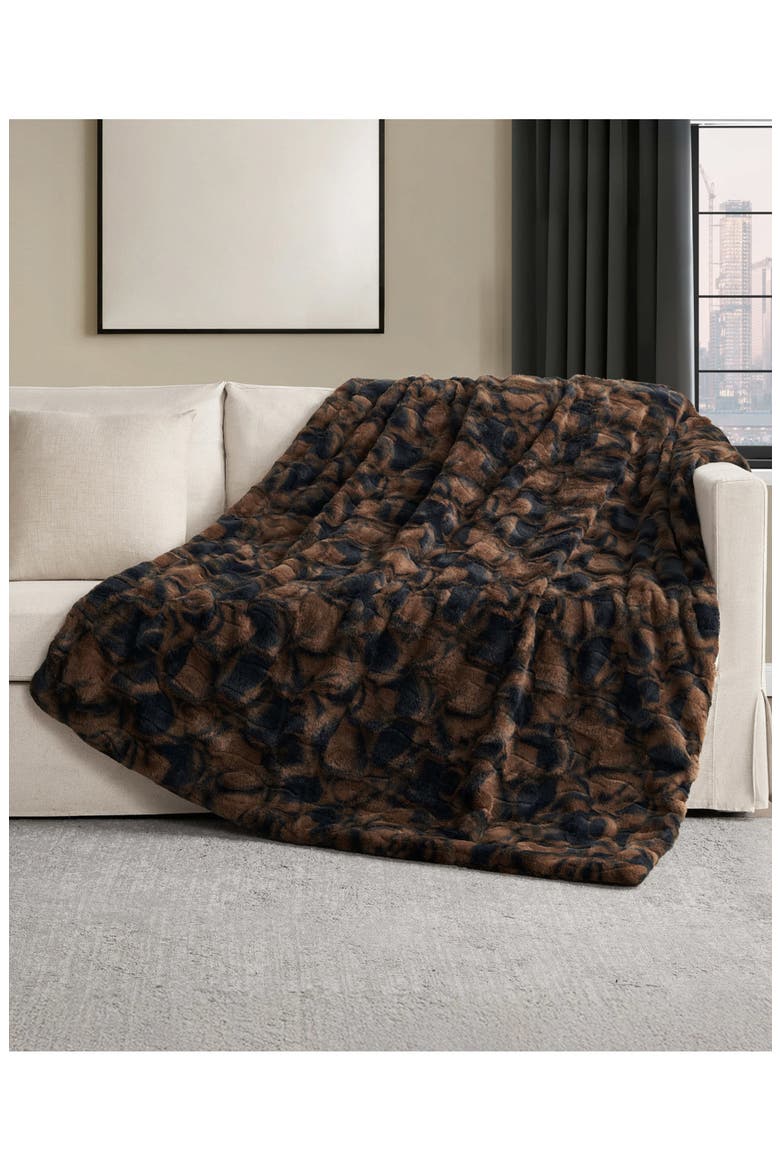 Print Embossed Oversize Blanket, Alternate, color, COCAO NIBS BROWN
