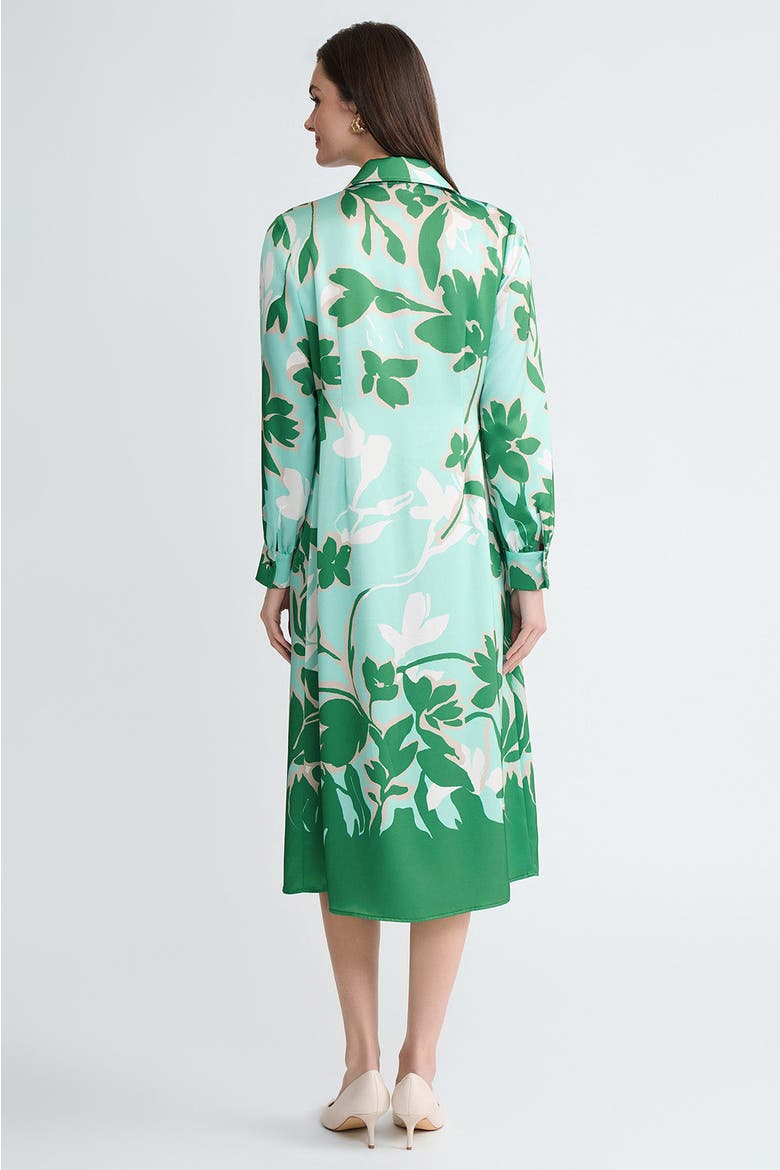 Floral Printed Crepe de Chine Maxi Shirt Dress, Alternate, color, Kelly Green/Euca/Lime/Ivory