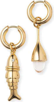 Éliou Costa Mismatched Charm Huggie Hoop Earrings