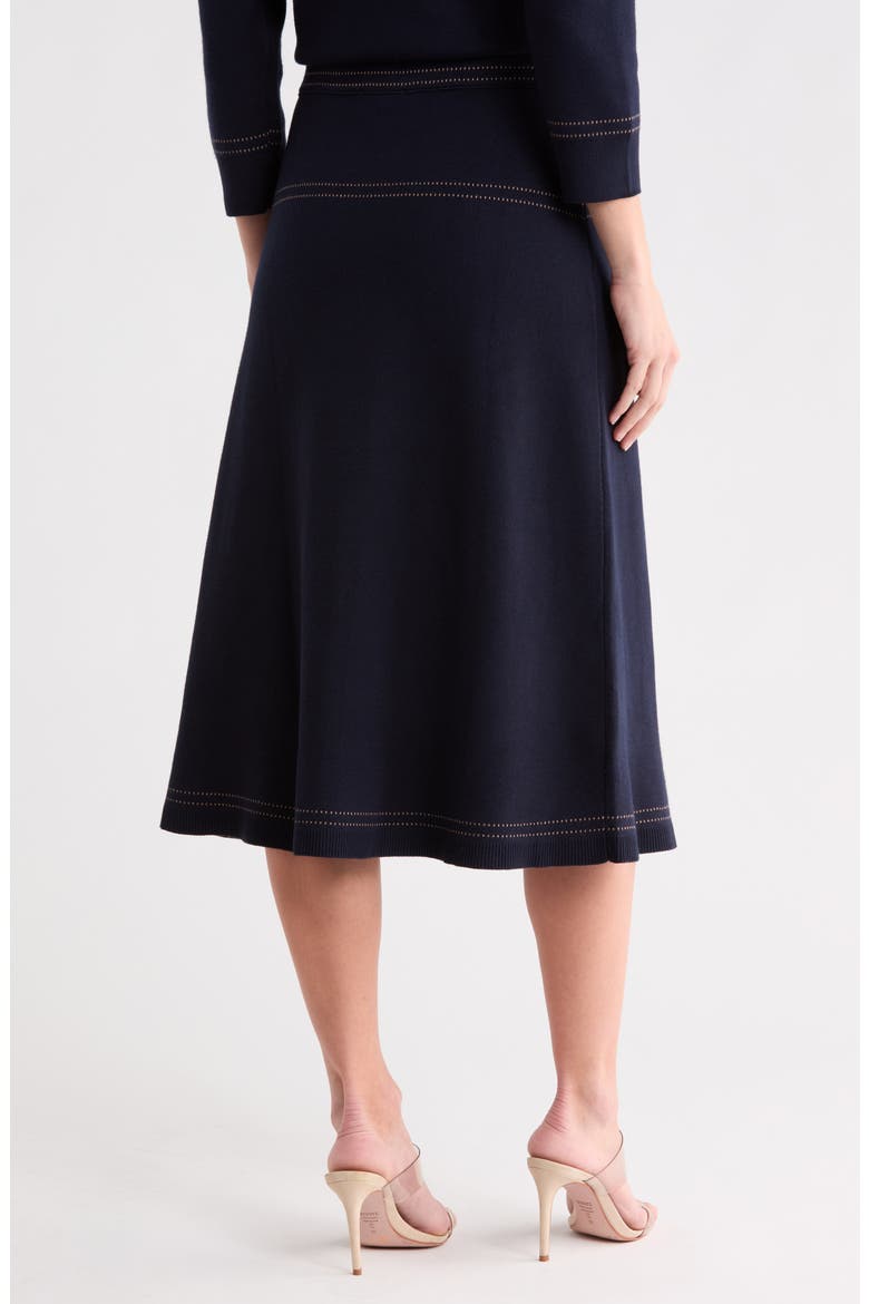 Top Stitch Midi Skirt, Alternate, color, NAVY/ KHAKI