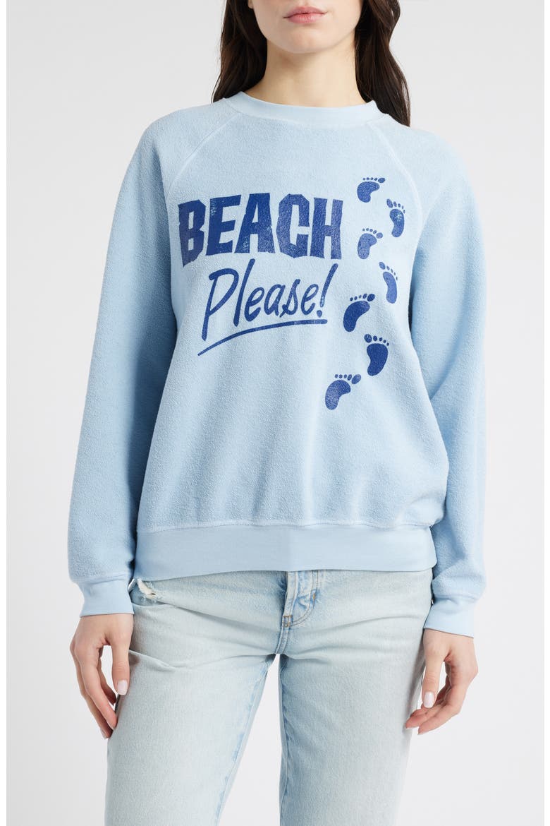 Beach Please Cotton Graphic Sweatshirt, Main, color, POWDER BLUE