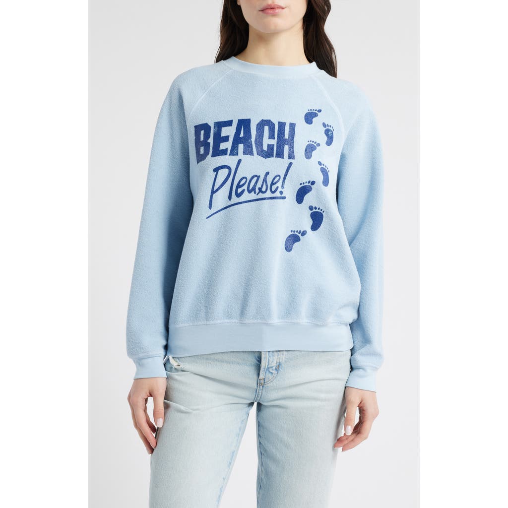 Daydreamer Beach Please Cotton Graphic Sweatshirt In Powder Blue
