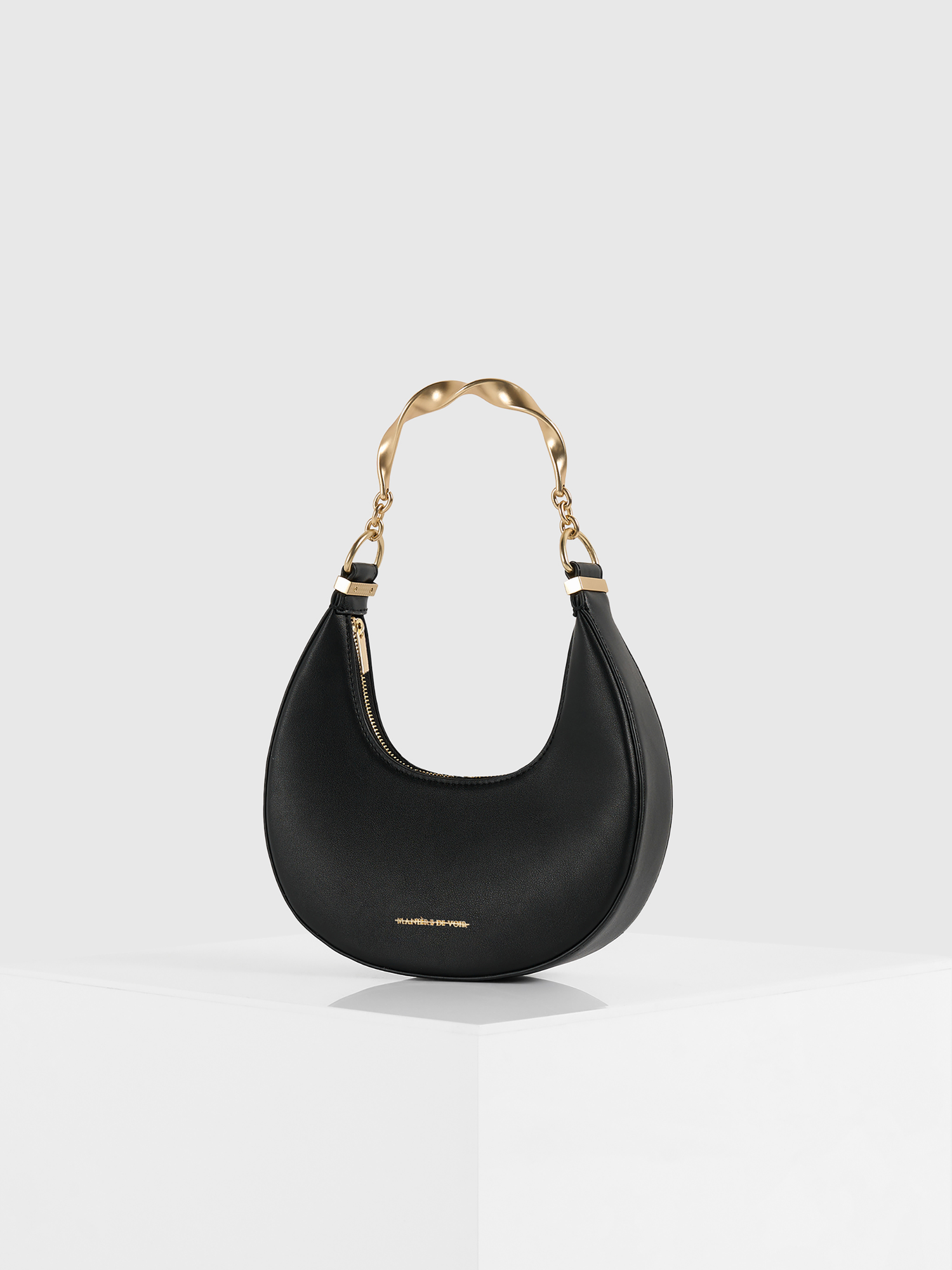 Sadie -Leather Crescent Bag, Alternate, color, Black