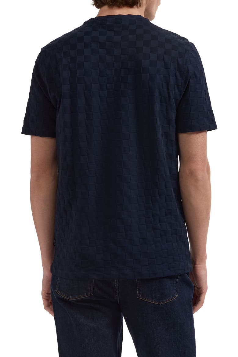 Crewneck Jacquard Checkerboard T-Shirt, Alternate, color, NAVY