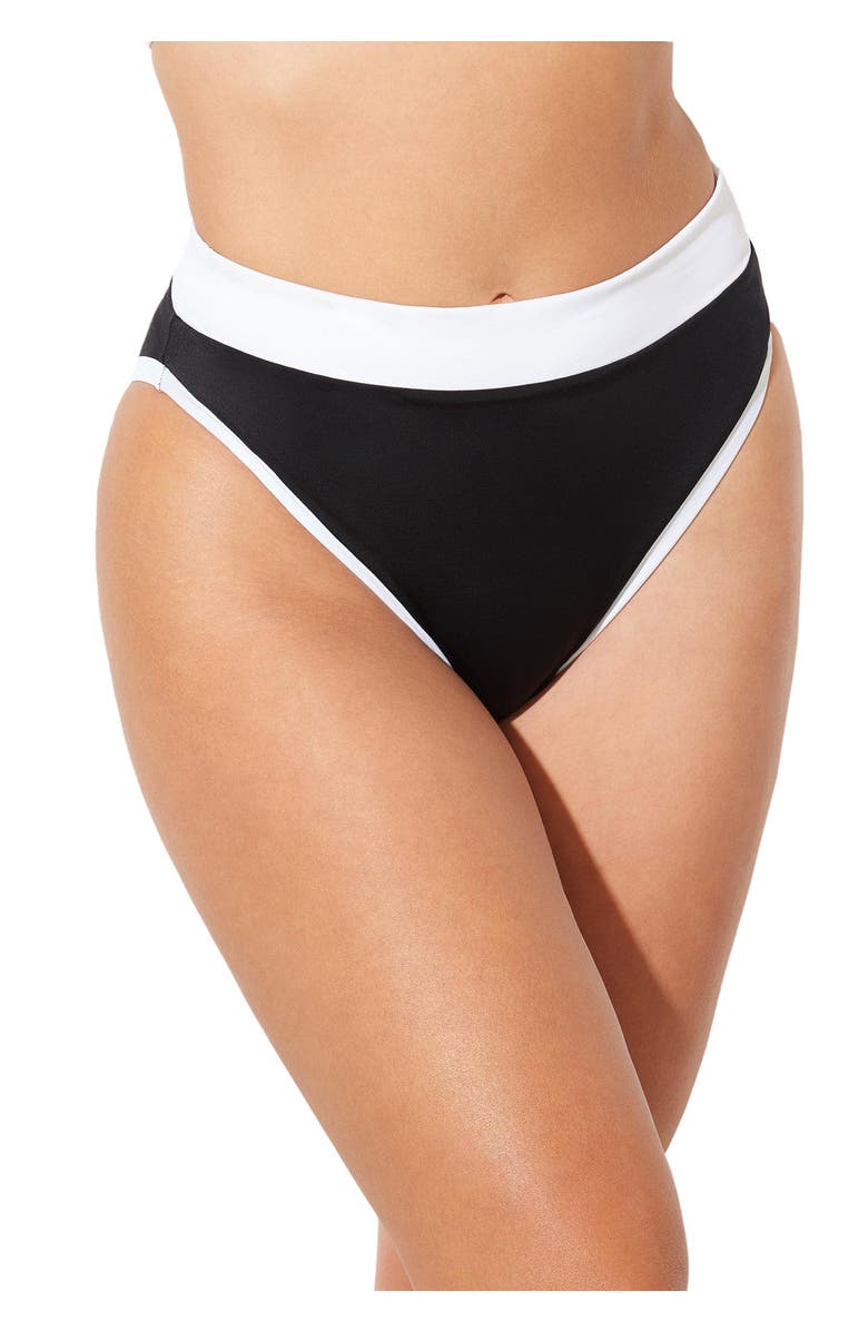 Swimsuits for All Colorblock High Leg Bikini Bottom, Main, color, Black White