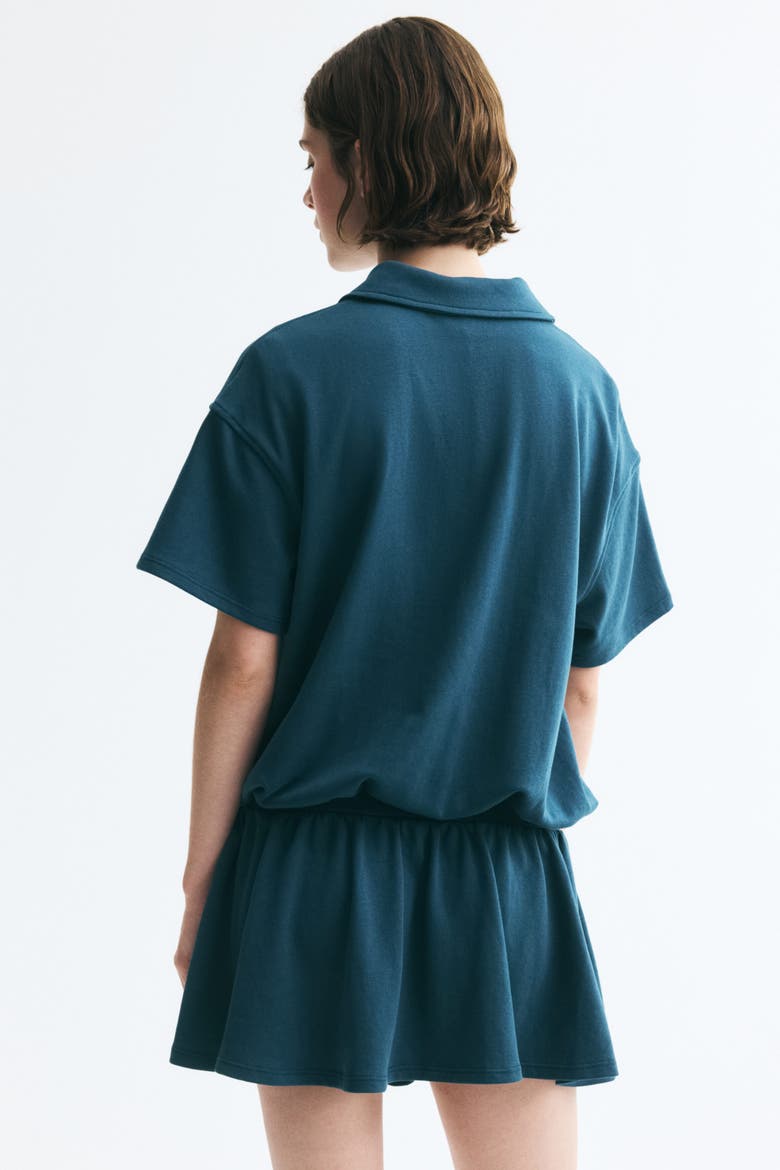 Sweatshirt Polo Dress, Alternate, color, Dark turquoise