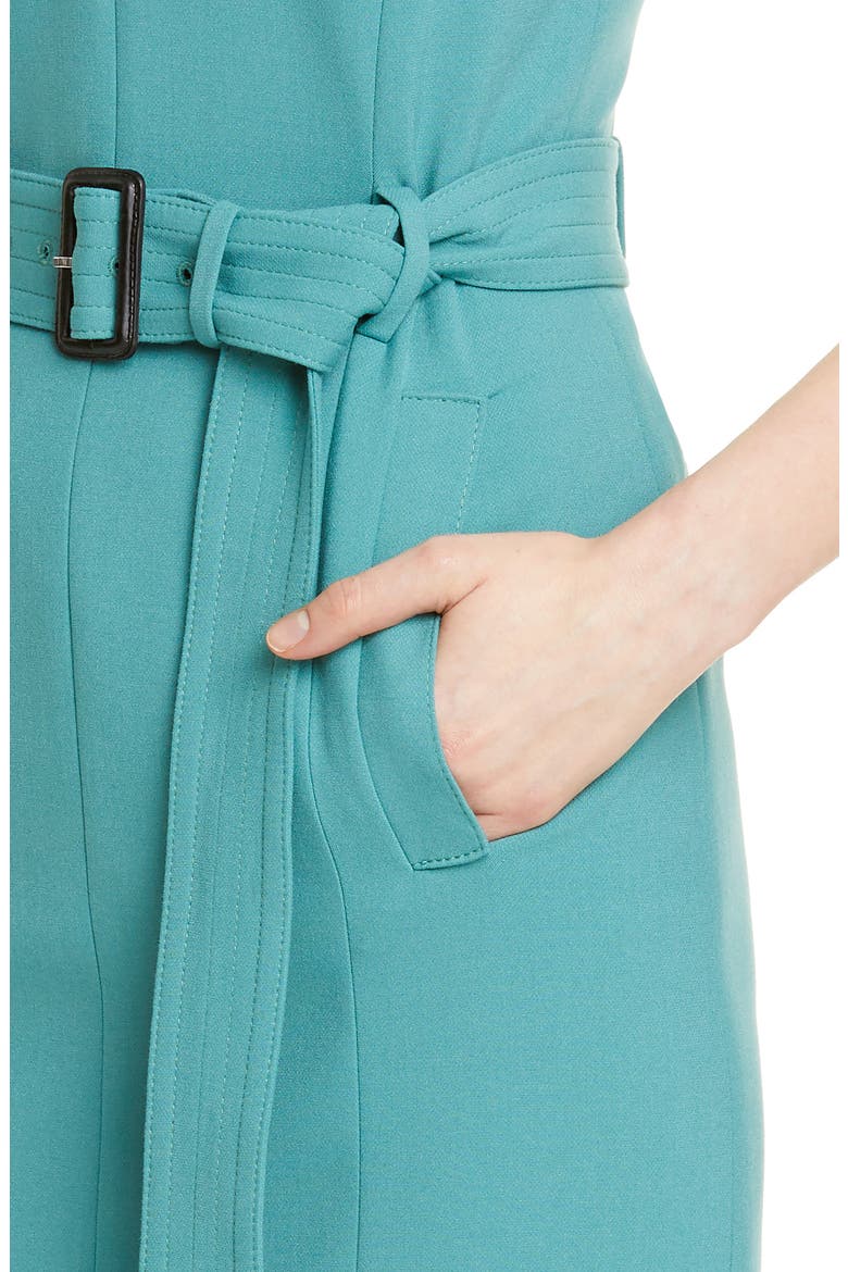 Dadoria Belted Sheath Dress, Alternate, color, DARK JADE