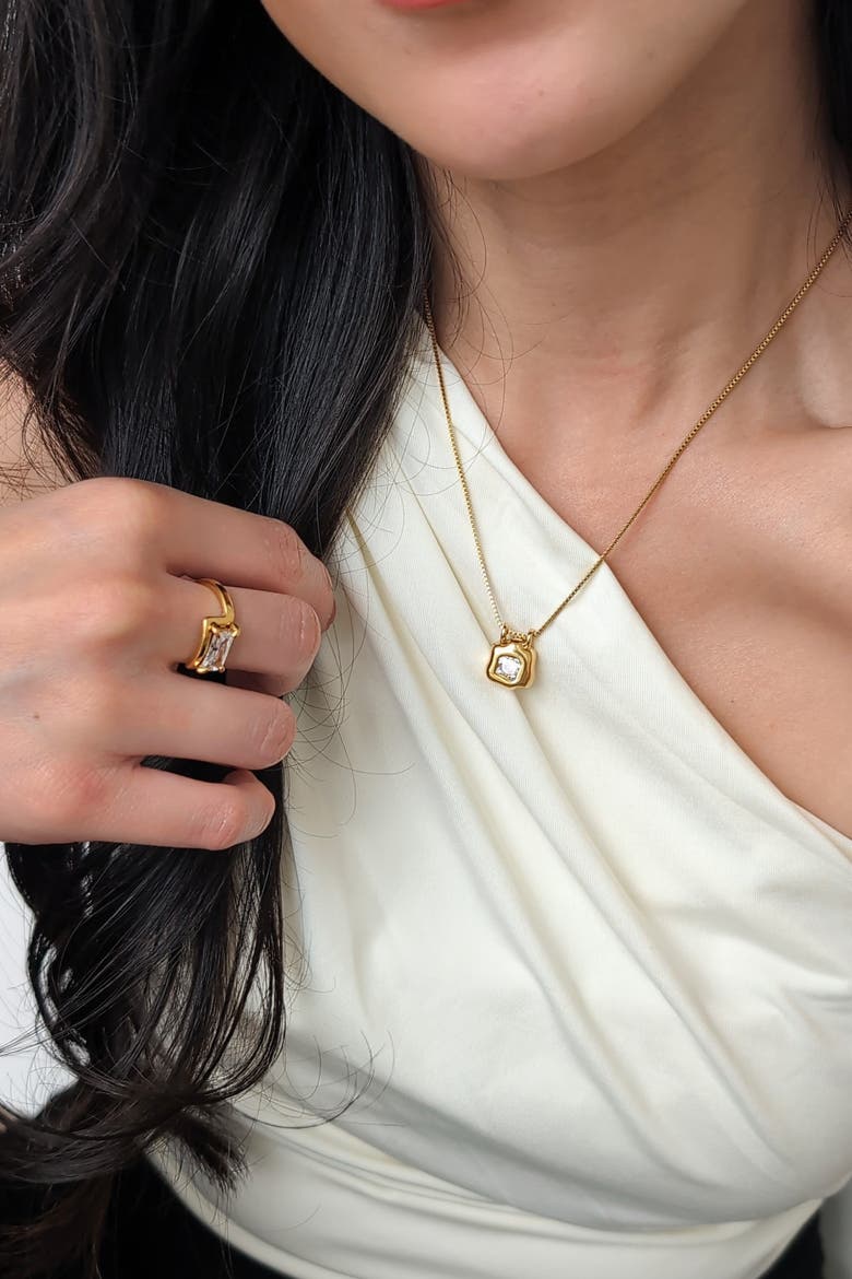 Ivery CZ Pendant Necklace, Alternate, color, Gold