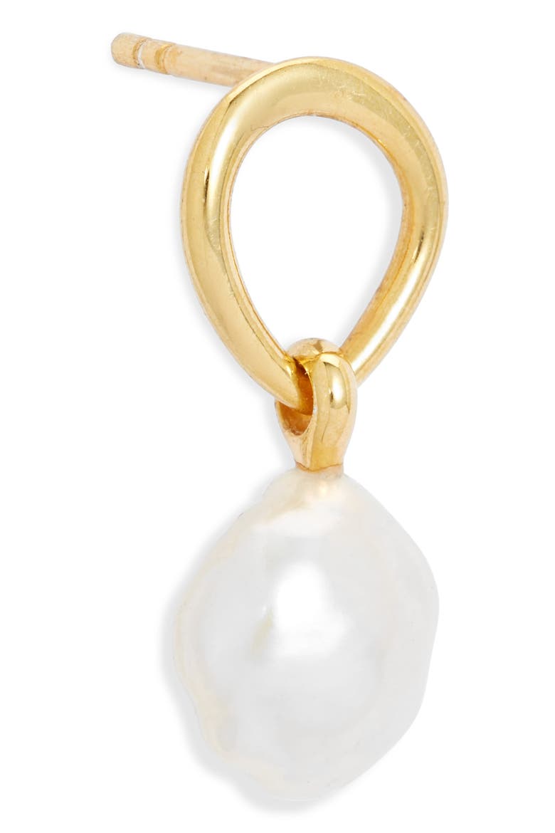 Nura Freshwater Pearl Drop Frontal Hoop Earrings, Alternate, color, 18CT GOLD VERMEIL/ST SILVER
